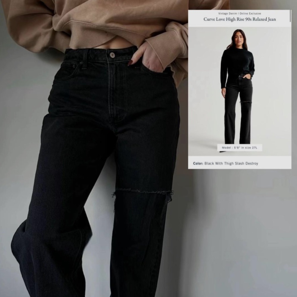Abercrombie curve love black 90s ultra high waisted jeans